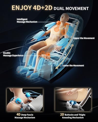 MeitFith Massage Chair Full Body: 2024 4D Massage Chair Full Body Zero Gravity Massage Chair 4D & 2D Dual-Mechanism Beige