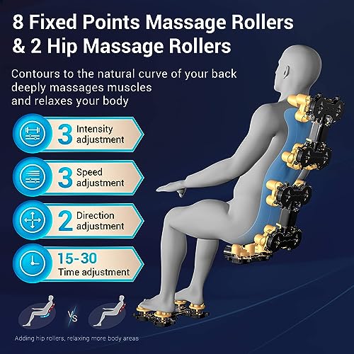 Mazzup Massage Chair Full Body with Heat, Full Body Zero Gravity Shiatsu Massage Chair, Kneading Massage Chair Recliner with SL-Track, Foot Massage, Bluetooth, USB Charging Port MU313 (White)