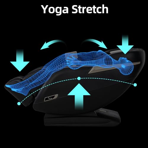 MassaMAX 2024 Full Body Massage Chair, Zero Gravity Recliner with Yoga Stretch, SL Track, Airbags, Heating, Touch Screen, and Foot Massage (MD906-Black)