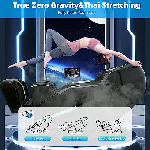 MMQ Massage Chair Zero Gravity Full Body, SL Track Electric Shiatsu Recliner with Foot Rollers,Yoga Stretching, Bluetooth, Built-in Heat Therapy Air Massage System -Plug and Play