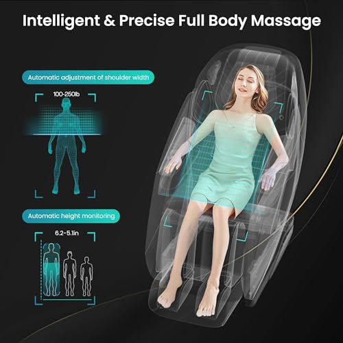 Snailax 4D Massage Chair Full Body, Zero Gravity, SL Track Shiatsu Massage Recliner Chair, 15 Auto Programs, Compression, Rolling, Kneading, Graphene Heating,Stretch,Body Scan,Foot Roller Massage
