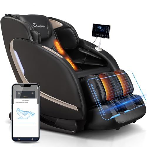 EASPEARL 2024 Massage Chair, 4D Full Body Zero Gravity Massage Chairs with APP, SL Track Shiatsu Stretch Massage Recliner Chair with Electric Footrest, Heat, Foot Rollers, Body Scan(Black)