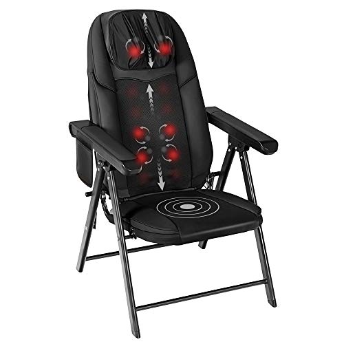 COMFIER Folding Massage Chair Portable, Shiatsu Neck Back Massager with Heat, Foldable Chair Massager for Full Body, Adjustable Backrest Height,Office Home Use,Gifts,Black