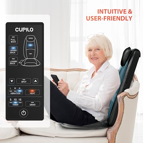 CuPiLo Shiatsu Back Massager with Heat, Deep Tissue Massage Chair Pad, Back Support Inflatable Flap Chair Massage Seat Cushion, Seat Massage Pad for Chair, Stress Relief, Ideal Gifts for Her,Him