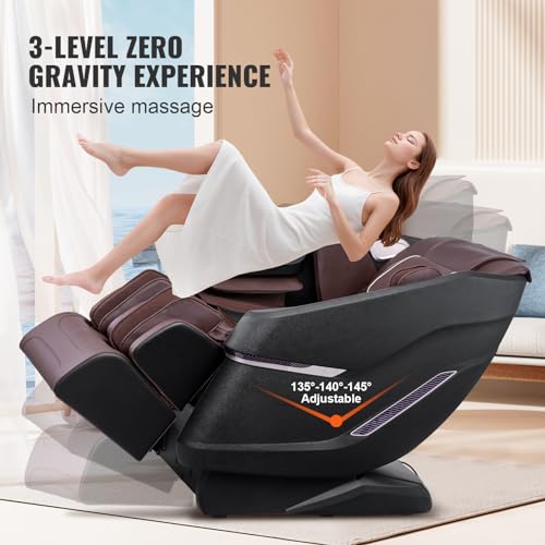 VEVOR Full Body Massage Chair, SL-Track Zero Gravity Massage Recliner, 4D Shiatsu, Body Scan, Heating, Bluetooth Speaker, Airbags for Living Room, Home