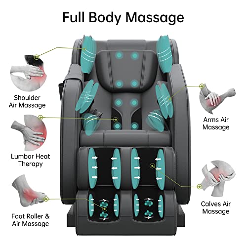 SMAGREHO 2024 Full Body Massage Chair, Zero Gravity Massage Chair Recliner with Heating Function, Auto Modes, Bluetooth Music Player, Foot Massage, Black