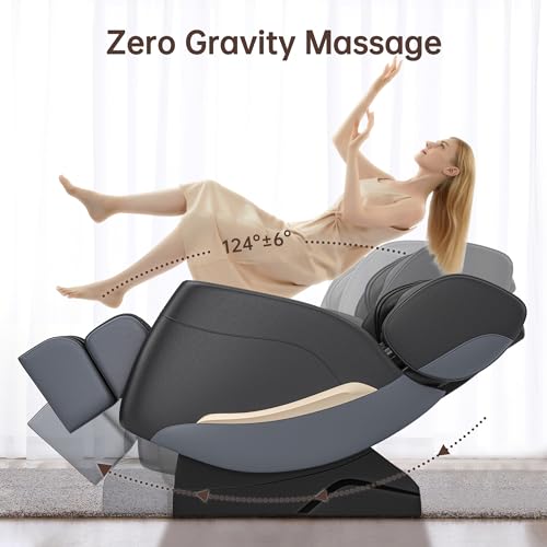 SMAGREHO 2024 Massage Chair, Full Body Zero Gravity Massage Chair with 8 Fixed Massage Rollers, 6 Auto Modes, Waist Heated, Bluetooth Speaker, Black and Gray
