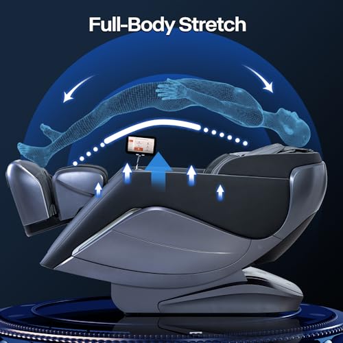 iRest A710 4D Massage Chair, Named Alfine, Full Body Shiatsu Zero Gravity Recliner with Yoga Stretching, SL Track, Automatic Calfrest Extension, Calf Kneading (Black-Closed Footrest)