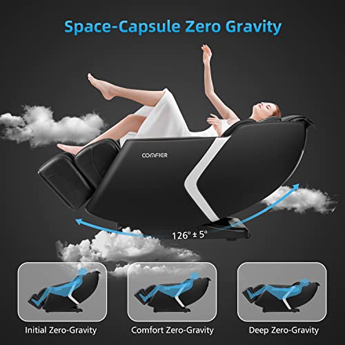 COMFIER Massage Chair Recliner,Full Body Massage Chair, Zero Gravity,Bluetooth Speaker, 6 Auto Program,Air Compression, 4D Shiatsu Kneading,Heat,Foot Rolling,Chair Massager, Black