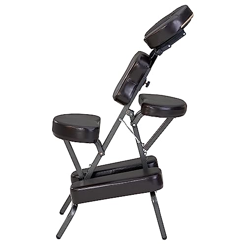 Master Massage Bedford Adjustable Portable Folding Full Body Massage Chair, Coffee, 11" x 14" x 39"