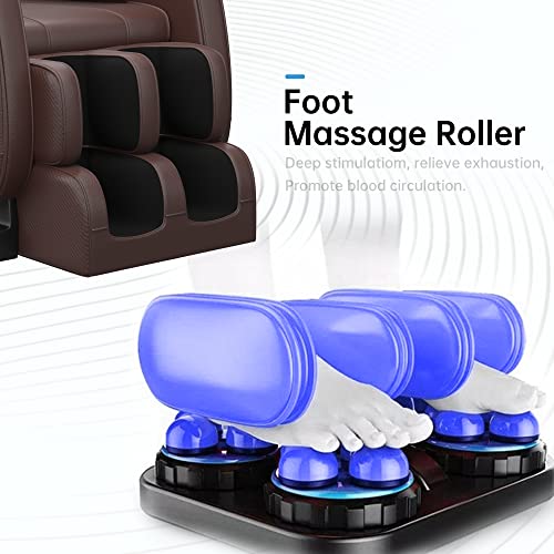 SMAGREHO Massage Chair Recliner with Zero Gravity, Full Body Air Pressure, Heat and Foot Roller Included, Brown