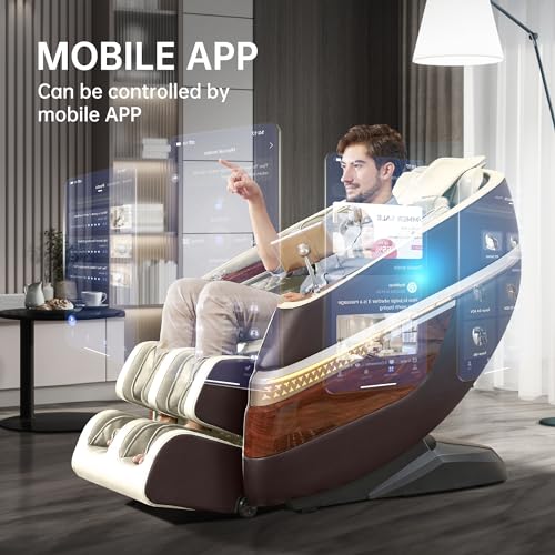 Real Relax Massage Chair Full Body, SL Track Zero Gravity Shiatsu Massage Recliner with APP Control, Favor 08 Brown