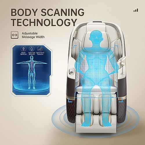 Real Relax Massage Chair, SL Track Full Body Zero Gravity Massage Recliner with Yoga Stretch APP Control, Favor 07 Brown