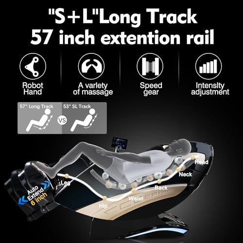4D AI Voice Massage Chair, Full Body Zero Gravity SL-Track Shiatsu Massage Recliner Chair with Heat Body Scan Foot Roller,Bluetooth for Home, Office, Best Gifts for Dad