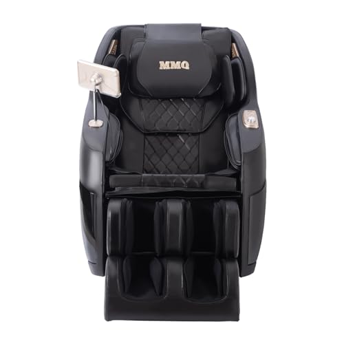 MMQ Massage Chair Zero Gravity Full Body-Electric Shiatsu Recliner with Back Heating and Foot Roller，Built-in Bluetooth Speakers for Home and Office，Plug and Play (Black)
