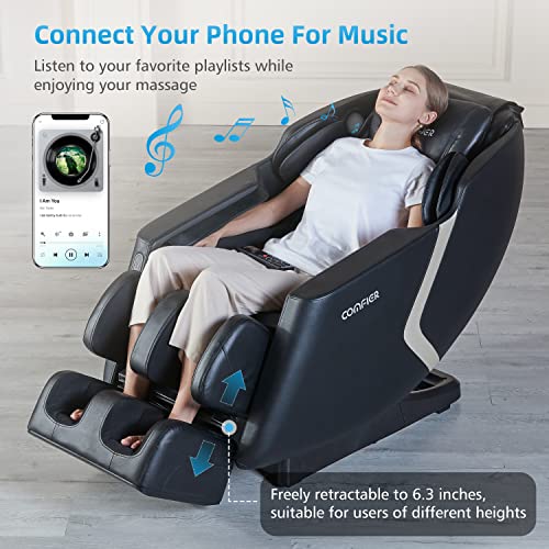 COMFIER Massage Chair Recliner,Full Body Massage Chair, Zero Gravity,Bluetooth Speaker, 6 Auto Program,Air Compression, 4D Shiatsu Kneading,Heat,Foot Rolling,Chair Massager, Black