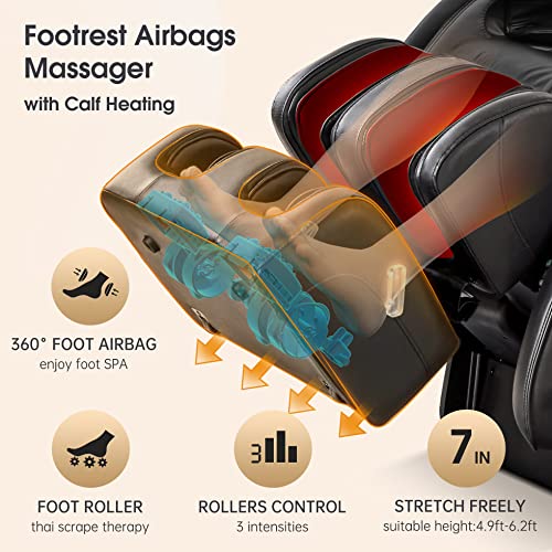 EASPEARL SL Track Massage Chair, Zero Gravity Massage Chairs Full Body with APP, Waist and Calf Heat, Thai Stretch, Body Scan, Shortcut Key, Bluetooth, Shiatsu Massage Recliner (Black)