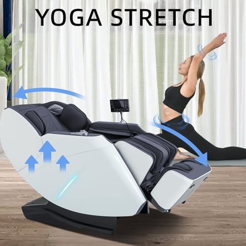 MassaMAX 2024 MD306 Pro Massage Chair - Full Body Relaxation with Yoga Stretch, Zero Gravity, SL Track, Foot Rollers, Airbags, Heating (White)