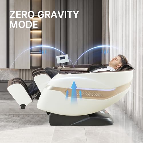Real Relax Massage Chair, SL Track Full Body Zero Gravity Massage Recliner with Yoga Stretch APP Control, Favor 09 Brown