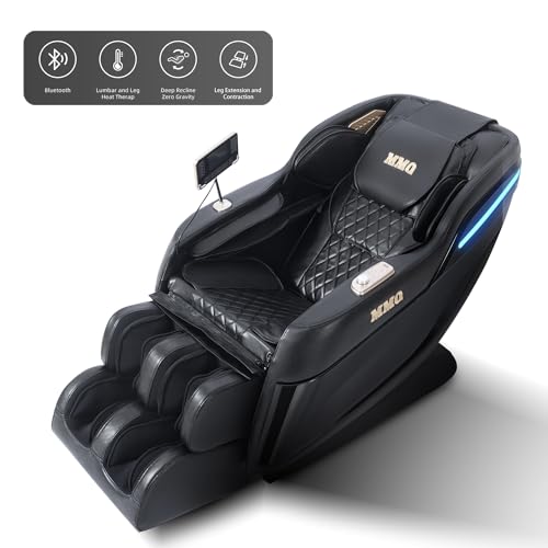 MMQ Massage Chair Zero Gravity Full Body-Electric Shiatsu Recliner with Back Heating and Foot Roller，Built-in Bluetooth Speakers for Home and Office，Plug and Play (Black)