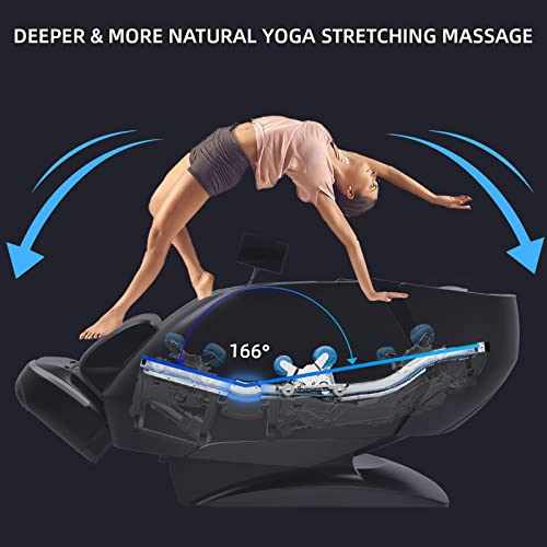 Alfine 4D Yoga Queen Massage Chair, Full Body Recliner with Flexible SL Track, Automatic Footrest Extension, 3D Calf & Foot Massage, Program Customization & Recall (Black)