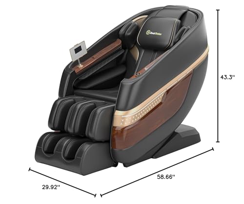 Real Relax Massage Chair Full Body, SL Track Zero Gravity Shiatsu Recliner with Yoga Stretch APP Control, Favor 08 Black