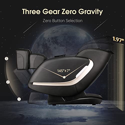 EASPEARL SL Track Massage Chair, Zero Gravity Massage Chairs Full Body with APP, Waist and Calf Heat, Thai Stretch, Body Scan, Shortcut Key, Bluetooth, Shiatsu Massage Recliner (Black)