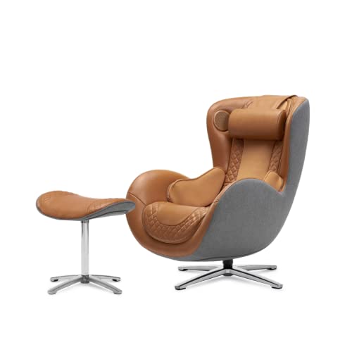 NOUHAUS Heated Classic Massage Chair Full Body and Spot Massaging Recliner with Ottoman, Bluetooth Speaker, in-Chair Charger. Portable Shiatsu Body Massager Chair (Caramel, Leather)
