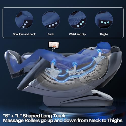 iRest A710 4D Massage Chair, Named Alfine, Full Body Shiatsu Zero Gravity Recliner with Yoga Stretching, SL Track, Automatic Calfrest Extension, Calf Kneading (Black-Closed Footrest)