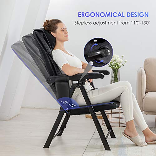 COMFIER Folding Massage Chair Portable, Shiatsu Neck Back Massager with Heat, Foldable Chair Massager for Full Body, Adjustable Backrest Height,Office Home Use,Gifts,Black