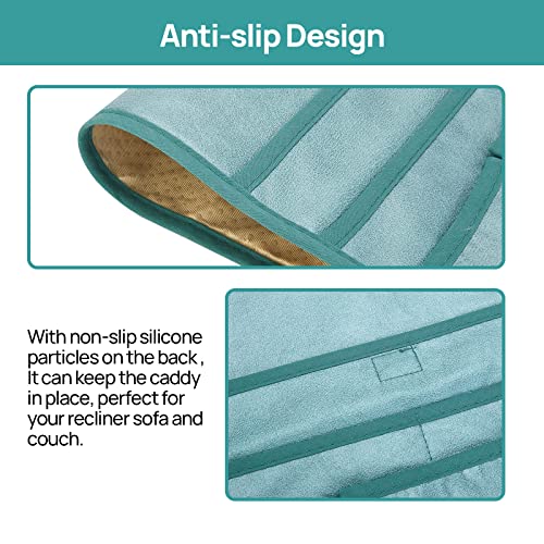 Remote Control Holder Faux Leather Armrest Organizer with 6 Pockets for Recliner Couch Sofa, Armchair Caddy for Smart Phone, Book, Magazines, Ipad, Remotes (Teal)
