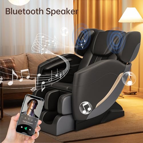 SMAGREHO 2024 Massage Chair, Full Body Zero Gravity Massage Chair with 8 Fixed Massage Rollers, 6 Auto Modes, Waist Heated, Bluetooth Speaker, Black and Gray
