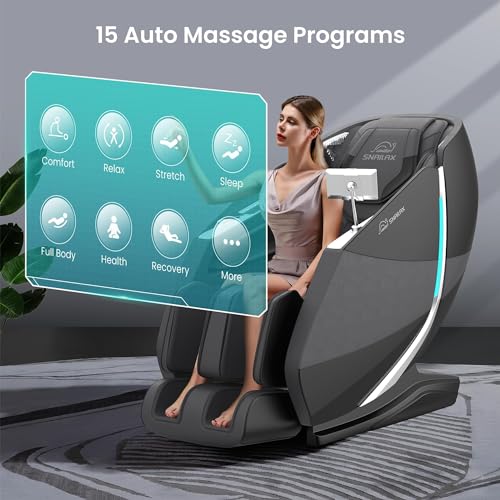 Snailax 4D Massage Chair Full Body, Zero Gravity, SL Track Shiatsu Massage Recliner Chair, 15 Auto Programs, Compression, Rolling, Kneading, Graphene Heating,Stretch,Body Scan,Foot Roller Massage