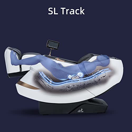 MassaMAX 2024 4D Massage Chair, Full Body Recliner with Zero Gravity, Electric Extendable Footrest, Deep Yoga Stretch, AI Voice Control, Automatic Body Scan, Foot Rollers, and Heat (Space White)