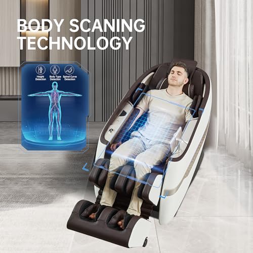 Real Relax Massage Chair, SL Track Full Body Zero Gravity Massage Recliner with Yoga Stretch APP Control, Favor 09 Brown