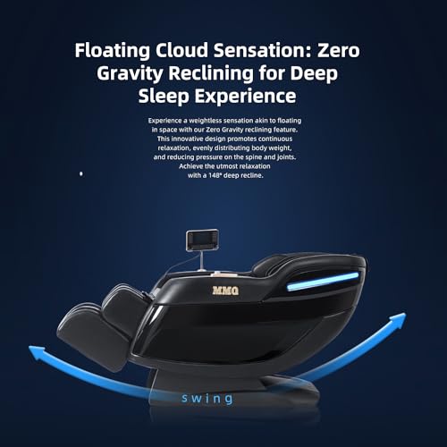 MMQ Massage Chair Zero Gravity Full Body-Electric Shiatsu Recliner with Back Heating and Foot Roller，Built-in Bluetooth Speakers for Home and Office，Plug and Play (Black)