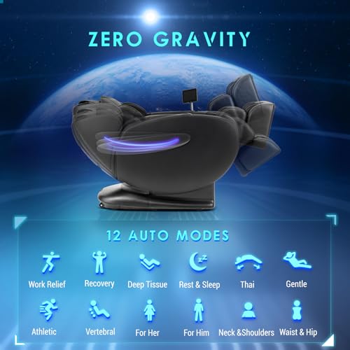MYNTA 3D Massage Chair Full Body - SL Track Zero Gravity Massage Chairs Recliner with Calf and Dual Foot Rollers, Lumbar Heating, AI Voice Control, TFT Screen, USB Charger, Bluetooth Speaker