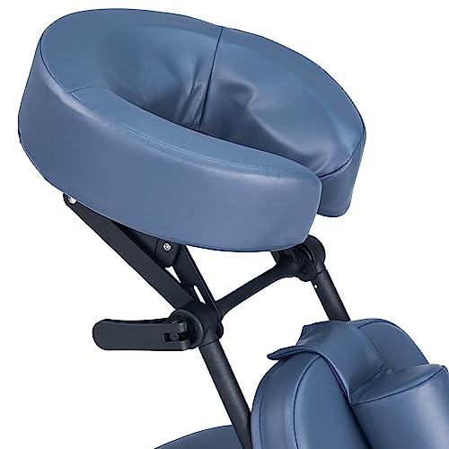 Professional Portable and Lightweight Tattoo/Massage Chair by Master Massage - Folding Aluminum Frame with Adjustable Features and Wheeled Carrying Case, Blue