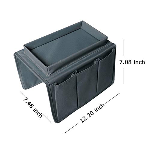 BEISIJIA Sofa Armrest Organizer, Couch TV Remote Storage Organizer with Pockets for Recliner Armchair Snacks Glasses Smartphone Magazines Pouch (Grey)
