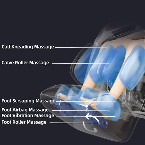Alfine 4D Yoga Queen Massage Chair, Full Body Recliner with Flexible SL Track, Automatic Footrest Extension, 3D Calf & Foot Massage, Program Customization & Recall (Black)