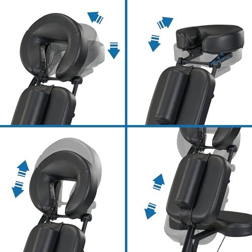 Master Massage Apollo Extra Large Size Portable Massage Chair-Lightweight Aluminum Tattoo Foldable-Sitting Posture Folding Massage Chair-with Larger Cushions and Wheels Bag-in Black