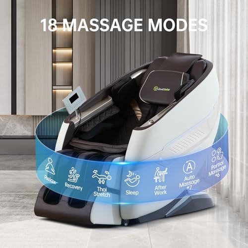 Real Relax Massage Chair, SL Track Full Body Zero Gravity Massage Recliner with Yoga Stretch APP Control, Favor 09 Brown