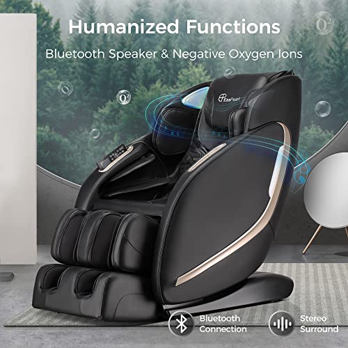 EASPEARL SL Track Massage Chair, Zero Gravity Massage Chairs Full Body with APP, Waist and Calf Heat, Thai Stretch, Body Scan, Shortcut Key, Bluetooth, Shiatsu Massage Recliner (Black)