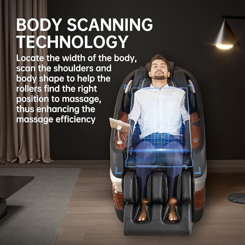 Real Relax Massage Chair Full Body, SL Track Zero Gravity Shiatsu Recliner with Yoga Stretch APP Control, Favor 08 Black