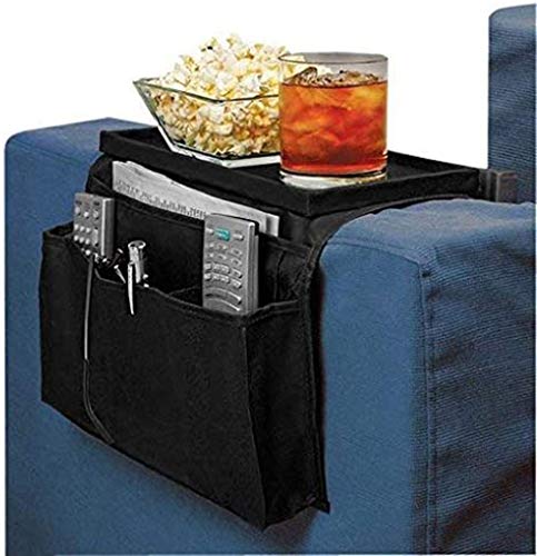 BEISIJIA Sofa Armrest Organizer, Couch TV Remote Storage Organizer with Pockets for Recliner Armchair Snacks Glasses Smartphone Magazines Pouch (Grey)