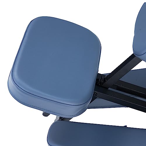Professional Portable and Lightweight Tattoo/Massage Chair by Master Massage - Folding Aluminum Frame with Adjustable Features and Wheeled Carrying Case, Blue