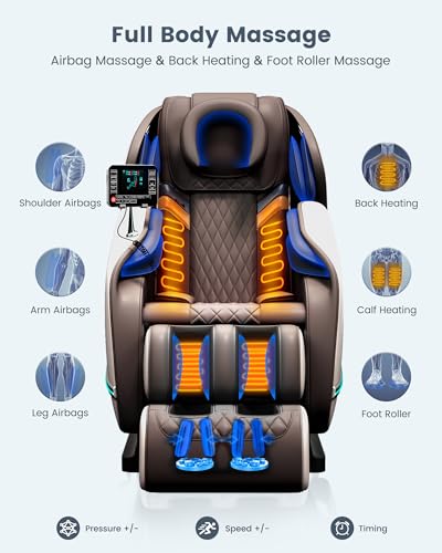 WANSID Massage Chair Full Body,Zero Gravity Massage Chair with Heat and Foot Massage,Full Body Massage Recliner Chair with Airbags, Kneading, Bluetooth, LCD Touch Control