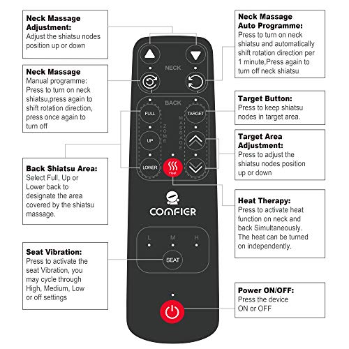 COMFIER Folding Massage Chair Portable, Shiatsu Neck Back Massager with Heat, Foldable Chair Massager for Full Body, Adjustable Backrest Height,Office Home Use,Gifts,Black