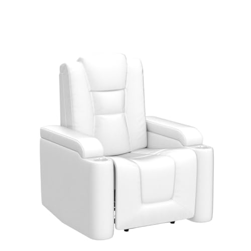 ANJ White Power Recliner Chair Set of 2, Electric Home Theater Seating Soft Leather Reclining Chairs for Movie Room Overstuffed Recliners with Hidden Arm Storage, Cup Holders and USB Ports