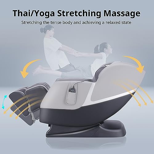 MYNTA 2024 Upgraded 3D Massage Chair, Full Body Massage Chair Recliner with Zero Gravity, Body Scan, Thai Stretch, Heat, Airbags, Bluetooth Speaker, Fully Assembled, MC2100 (Grey)